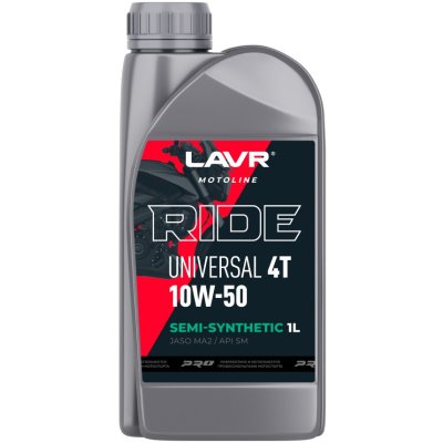 Масло моторное LAVR RIDE UNIVERSAL 4T10W50 API SM/JASO MA/MA2 п/с, 1л 7753