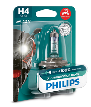 Лампа головного света H4 60/55W X-treme Vision Moto +100%