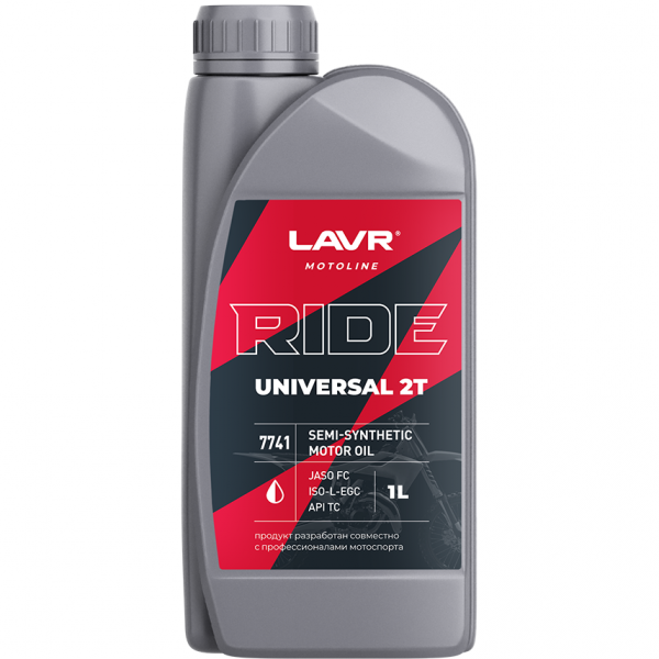 Масло моторное LAVR RIDE UNIVERSAL 2T API TS/JASO FC SAE 30 п/с, 1л 7741