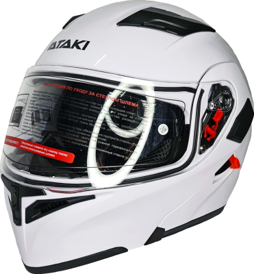 Шлем модуляр Ataki JK902 Solid белый глянцевый