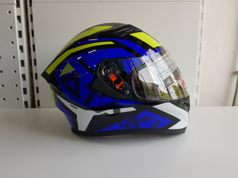 Шлем (интеграл) Ataki JK316 Route синий/Hi-Vis желтый глянцевый