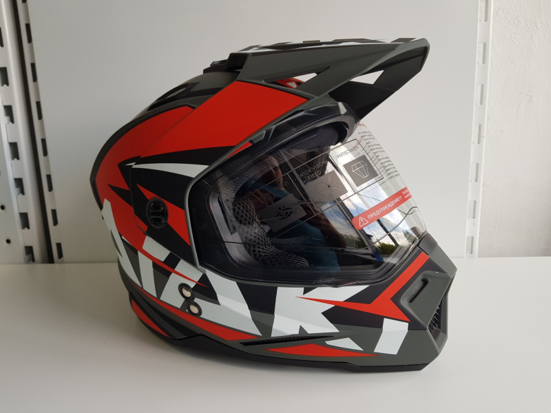 Шлем (мотард) Ataki JK802 Rampage красный/серый матовый