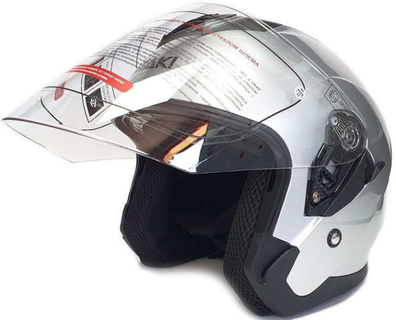 Шлем открытый Ataki JK526 Solid серебристый глянцевый