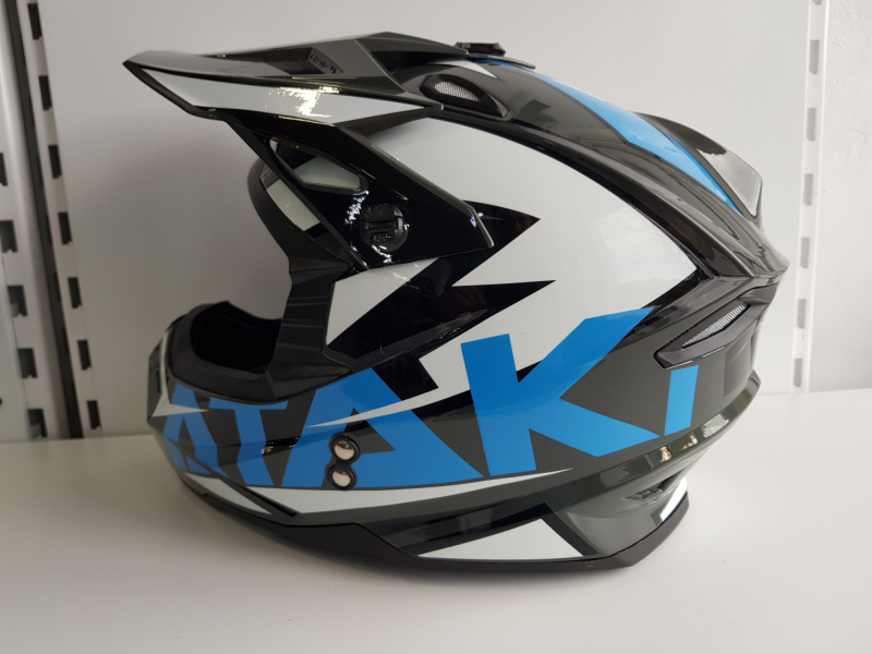 Шлем (кроссовый) Ataki JK801 Rampage серый/синий глянцевый