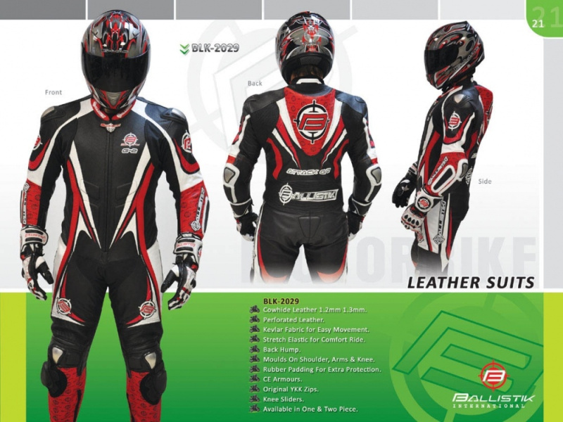 Комбинезон кожаный BALLISTIK ATTACK LEATHER SUIT Черный/Белый/Красный