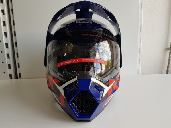 Шлем (мотард) Ataki JK802 Rampage синий/красный глянцевый