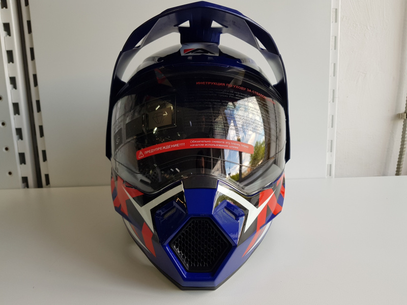 Шлем (мотард) Ataki JK802 Rampage синий/красный глянцевый