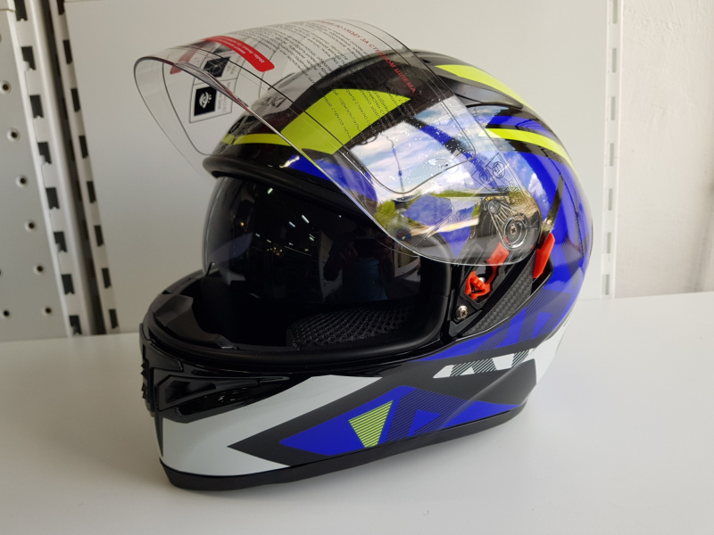 Шлем (интеграл) Ataki JK316 Route синий/Hi-Vis желтый глянцевый