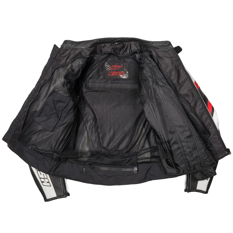 Мотокуртка RUSH BLAZE кожа, цвет черный/белый/красный