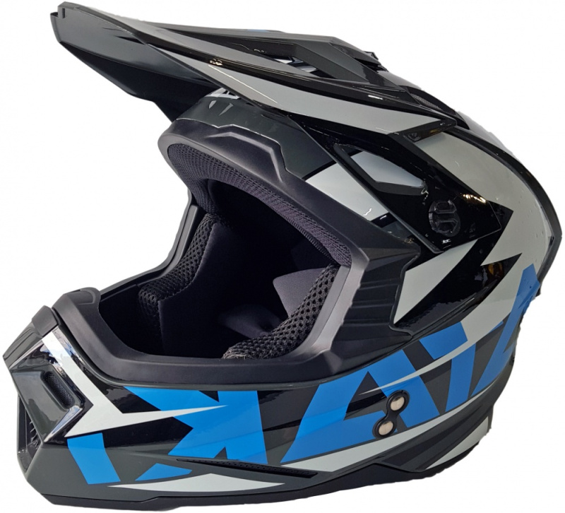 Шлем (кроссовый) Ataki JK801 Rampage серый/синий глянцевый