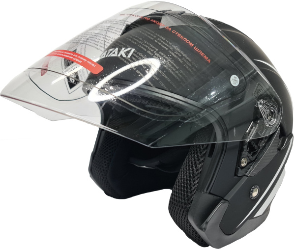 Шлем открытый Ataki JK526 Stripe черный/белый матовый