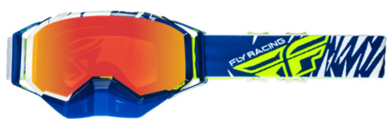 Очки для снегохода FLY RACING ZONE синие/белые/Hi-Viz  желтые, зеркальные-красные