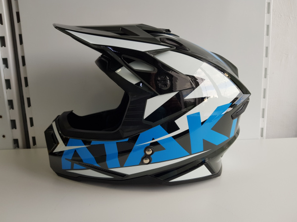 Шлем (кроссовый) Ataki JK801 Rampage серый/синий глянцевый