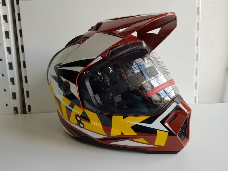 Шлем (мотард) Ataki JK802 Rampage коричневый/желтый глянцевый