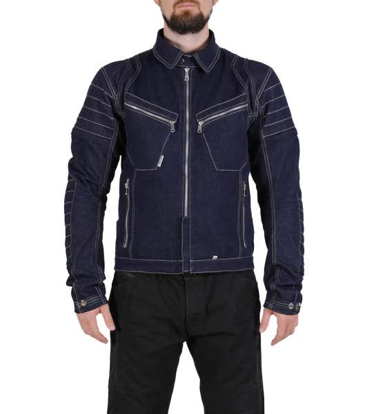 Мотокуртка мужская INFLAME GRUNGE хлопок+арамид, цвет синий темный