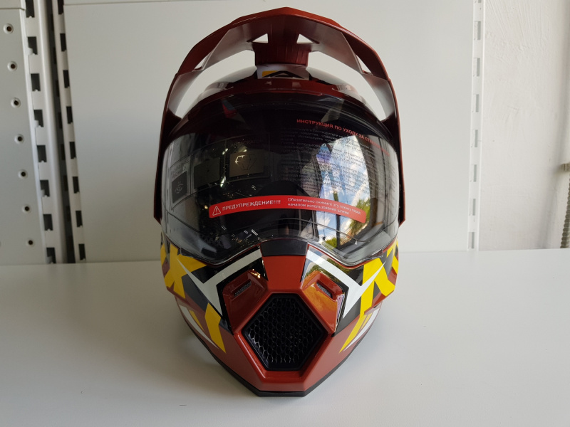 Шлем (мотард) Ataki JK802 Rampage коричневый/желтый глянцевый