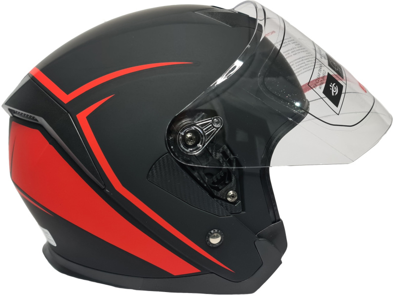 Шлем открытый Ataki JK526 Stripe черный/красный матовый