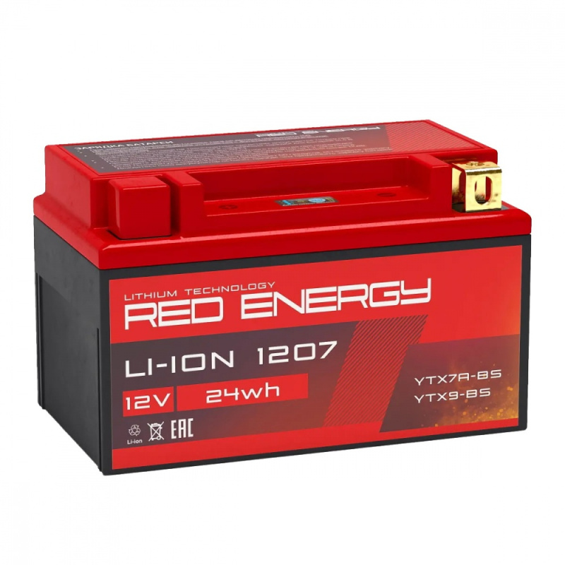 Аккумулятор Red Energy1207 Li-ion размеры (мм):157*87*93, YTX7A-BS, пуск.ток 130A