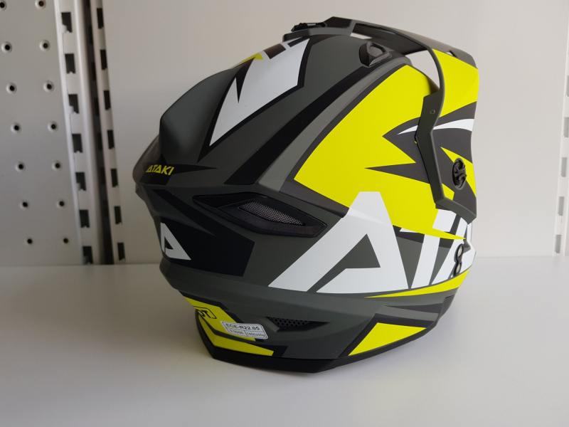 Шлем (мотард) Ataki JK802 Rampage Hi-Vis желтый/серый матовый