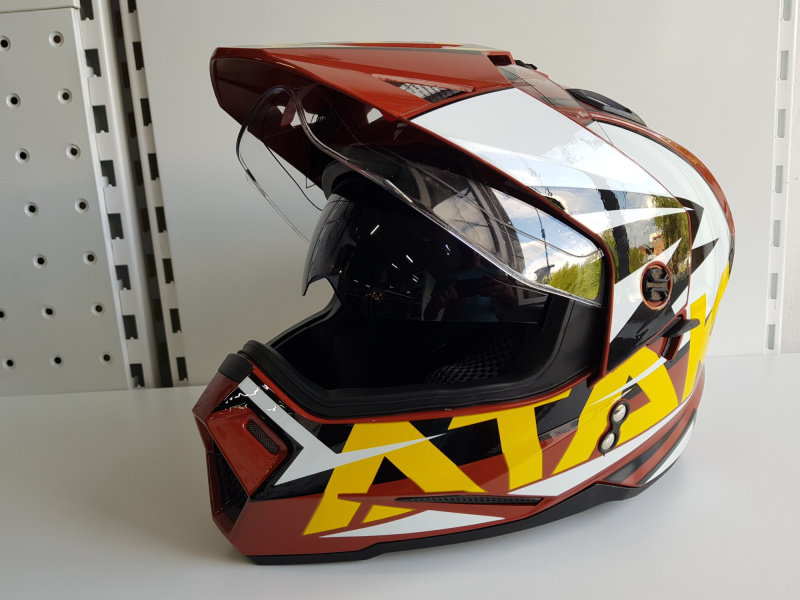 Шлем (мотард) Ataki JK802 Rampage коричневый/желтый глянцевый