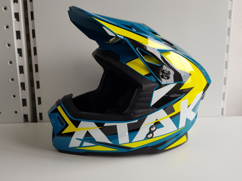 Шлем (кроссовый) Ataki JK801 Rampage синий/желтый глянцевый