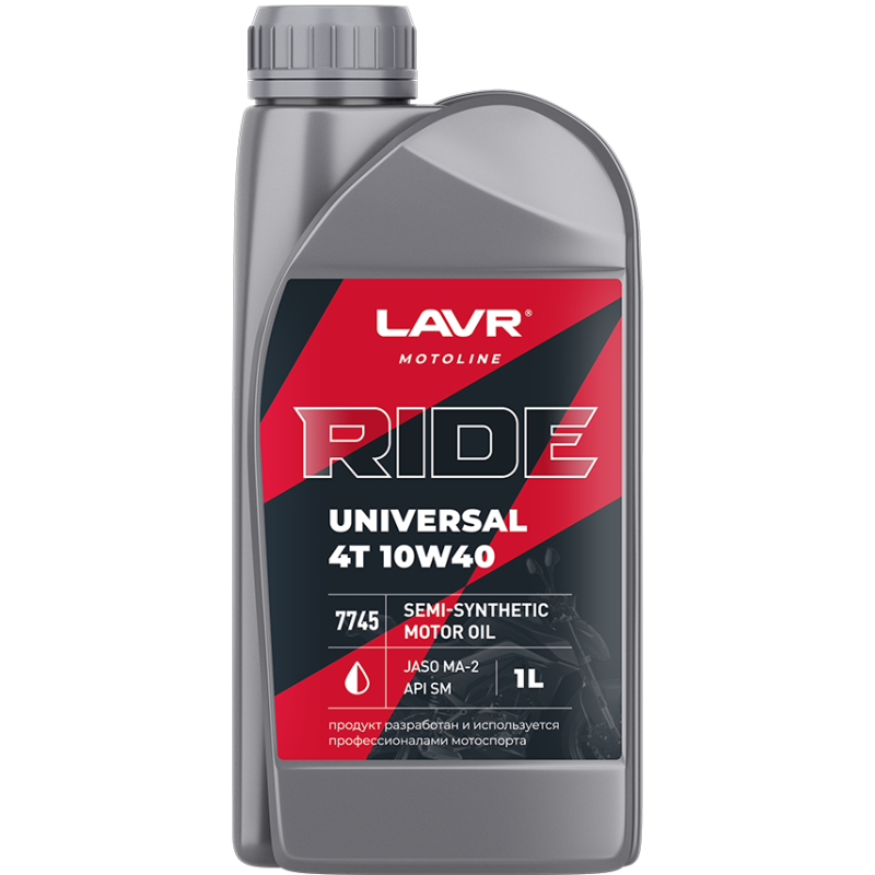 Масло моторное LAVR RIDE UNIVERSAL 4T10W40 API SM/JASO MA/MA2 п/с, 1л 7745