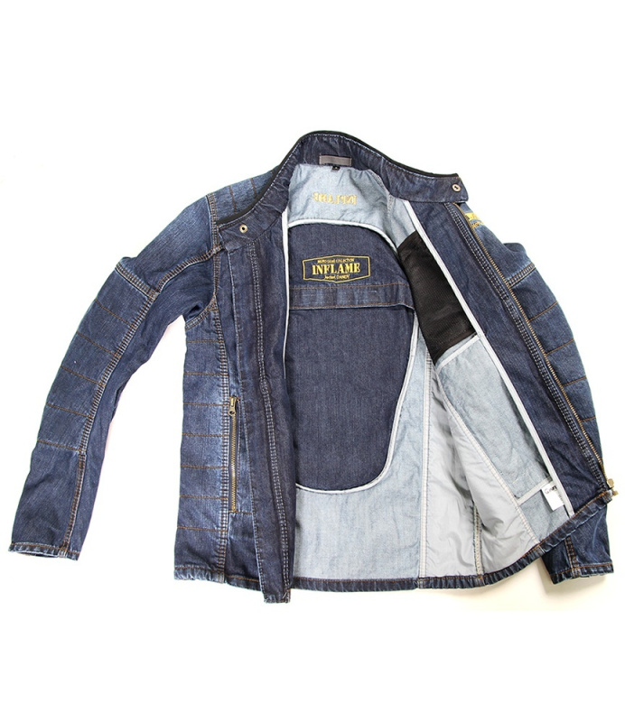 Мотокуртка мужская INFLAME DANDY хлопок+арамид, цвет синий