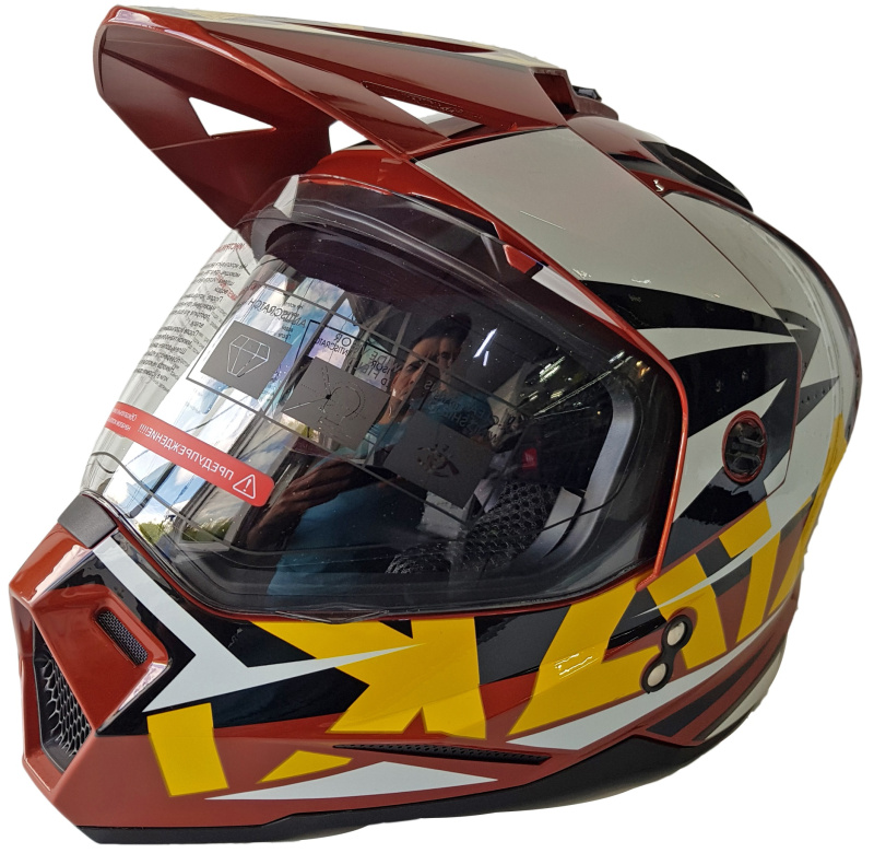 Шлем (мотард) Ataki JK802 Rampage коричневый/желтый глянцевый