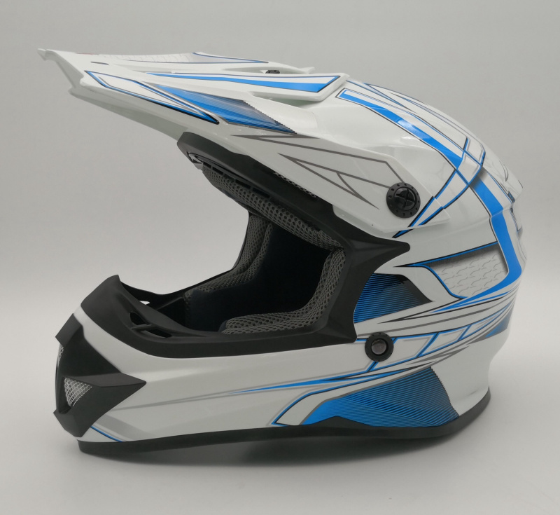 Шлем детский (кроссовый) ATAKI SC-15 Rift синий/белый глянцевый 