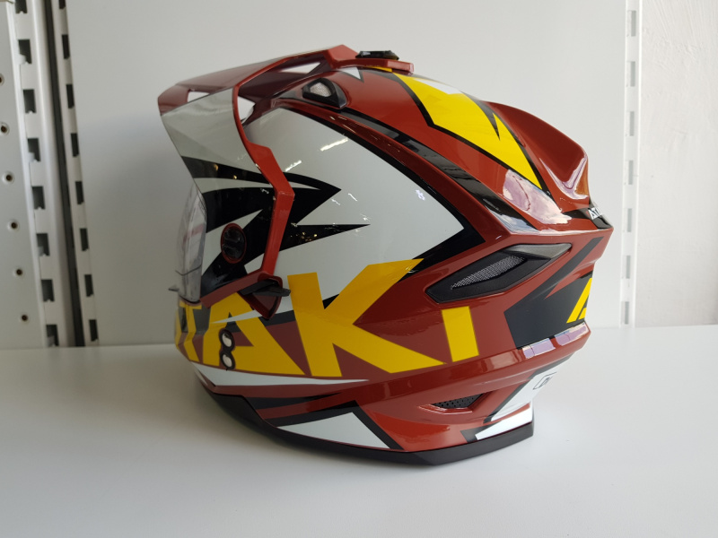 Шлем (мотард) Ataki JK802 Rampage коричневый/желтый глянцевый