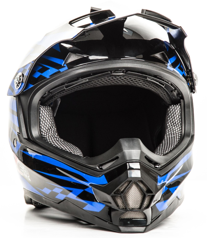 Шлем мото HIZER B6196 #2 black/blue