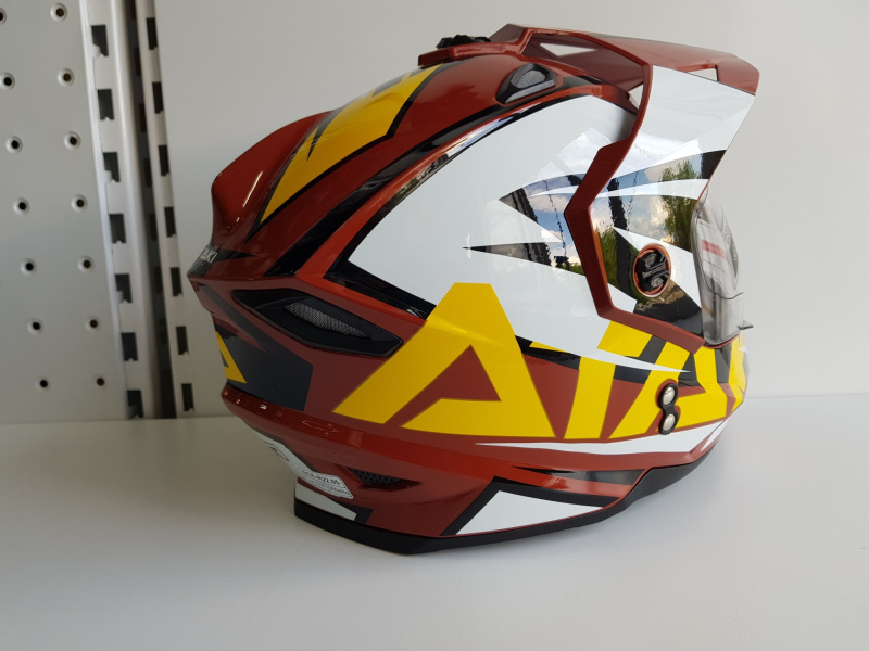 Шлем (мотард) Ataki JK802 Rampage коричневый/желтый глянцевый