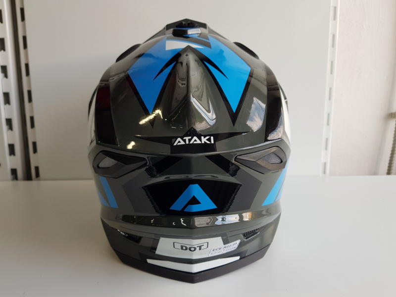Шлем (мотард) Ataki JK802 Rampage серый/синий глянцевый