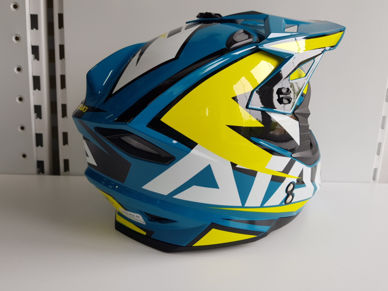 Шлем (кроссовый) Ataki JK801 Rampage синий/желтый глянцевый