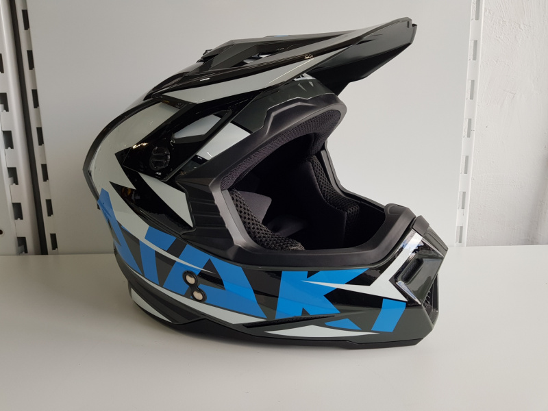 Шлем (кроссовый) Ataki JK801 Rampage серый/синий глянцевый