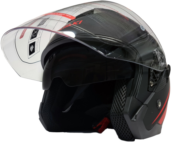 Шлем открытый Ataki JK526 Stripe черный/красный матовый