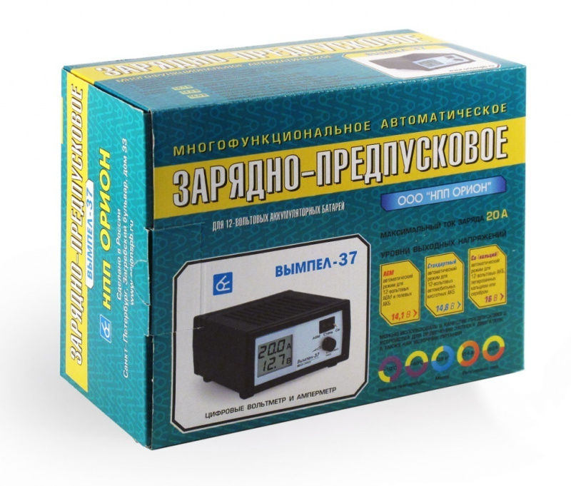 Зарядное устройство Вымпел-37 (автомат, 0-20А, 14.1/14.8/16В, сегментный ЖК индикатор)