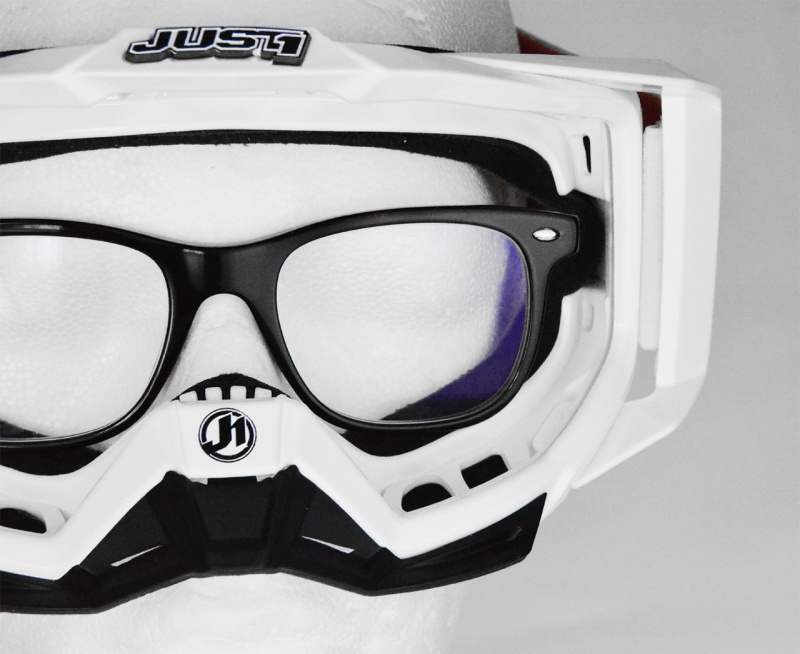 Очки для мотокросса JUST1 IRIS TRACK красные/синие, тонированные