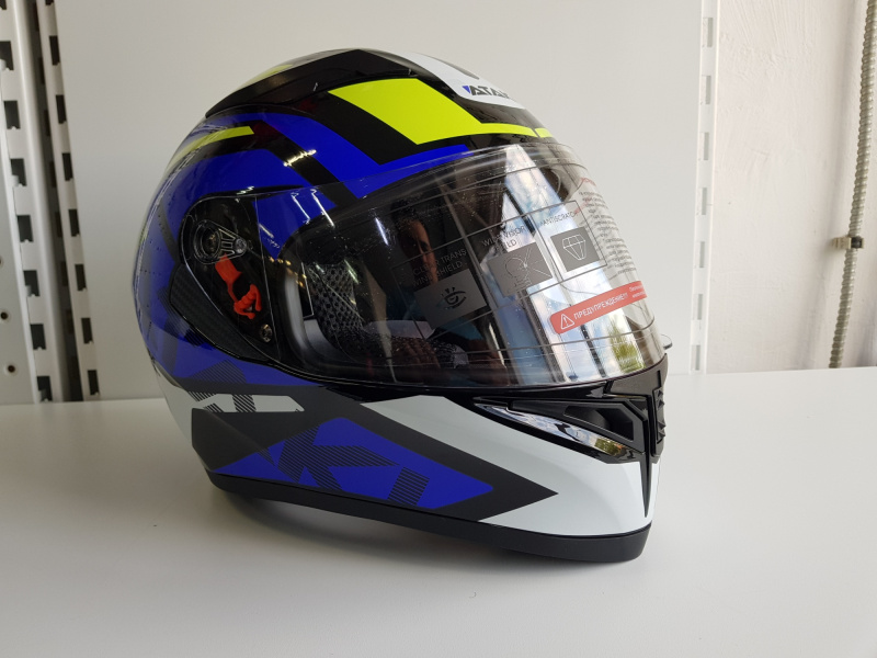 Шлем (интеграл) Ataki JK316 Route синий/Hi-Vis желтый глянцевый