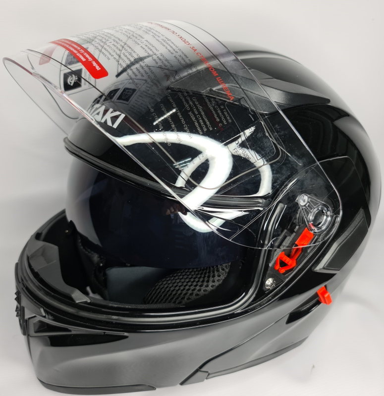 Шлем модуляр Ataki JK902 Solid чёрный глянцевый