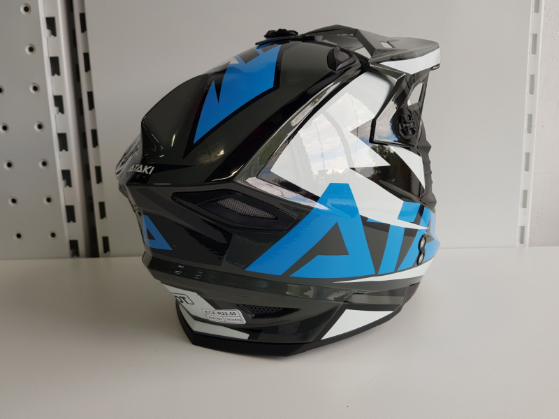 Шлем (кроссовый) Ataki JK801 Rampage серый/синий глянцевый