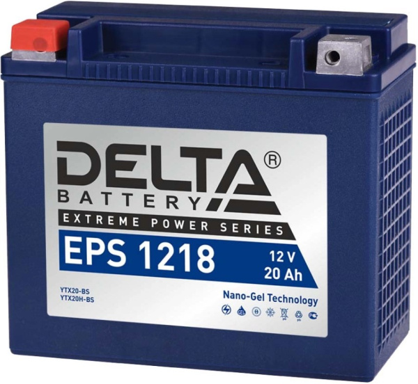 Аккумулятор Delta EPS 1218 размеры (мм):176/87/154, YTX20-BS, YTX20H-BS, пуск.ток 270 18 Ah