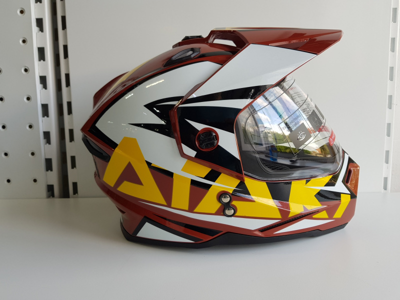 Шлем (мотард) Ataki JK802 Rampage коричневый/желтый глянцевый