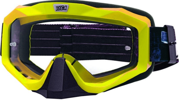 Очки мотокросс/снегоход (двойное стекло) ATAKI HB-811 желтые глянцевые