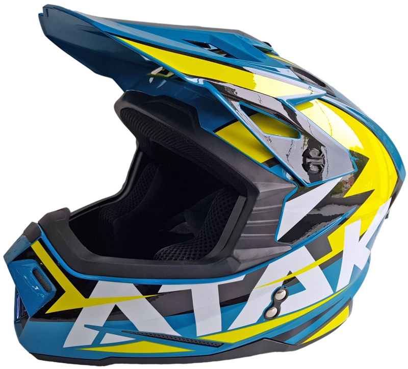 Шлем (кроссовый) Ataki JK801 Rampage синий/желтый глянцевый