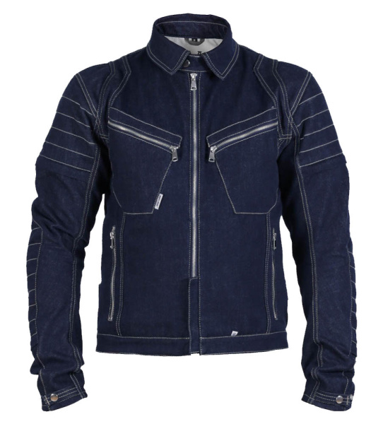 Мотокуртка мужская INFLAME GRUNGE хлопок+арамид, цвет синий темный
