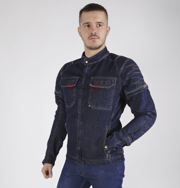 Мотокуртка мужская INFLAME VEGAS хлопок+арамид, цвет синий темный