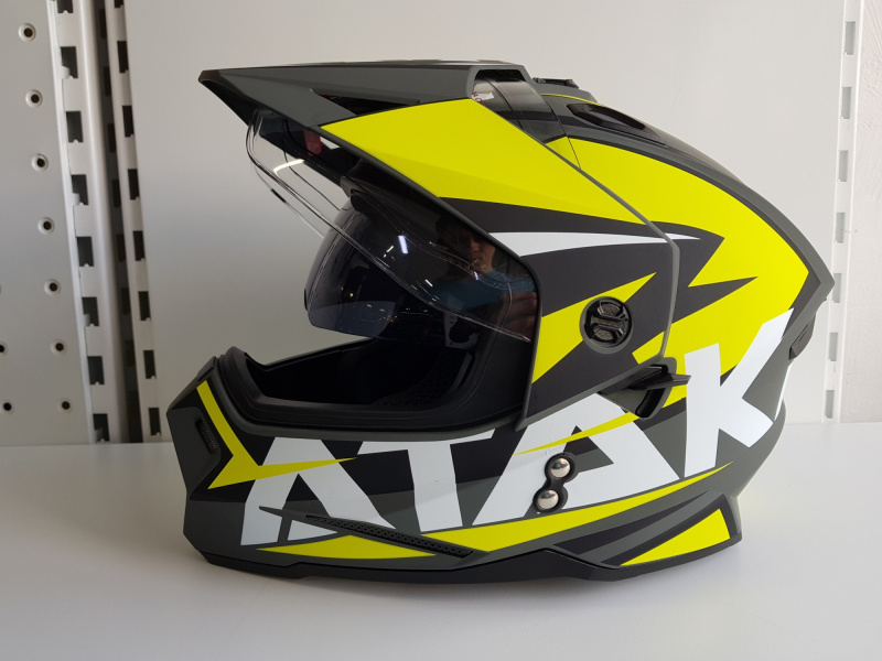 Шлем (мотард) Ataki JK802 Rampage Hi-Vis желтый/серый матовый