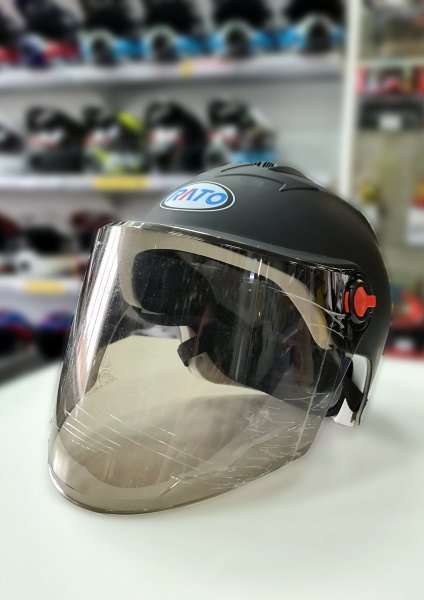 Шлем открытый со стеклом RATO черный матовый, размер универсальный взрослый