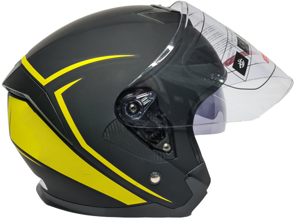 Шлем открытый Ataki JK526 Stripe черный/Hi-Viz желтый матовый